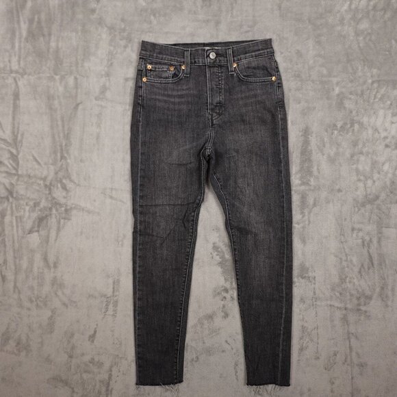 Levi's jeans Wedgie Skinny women's 28 black charcoal raw hems red tab - Picture 1 of 15